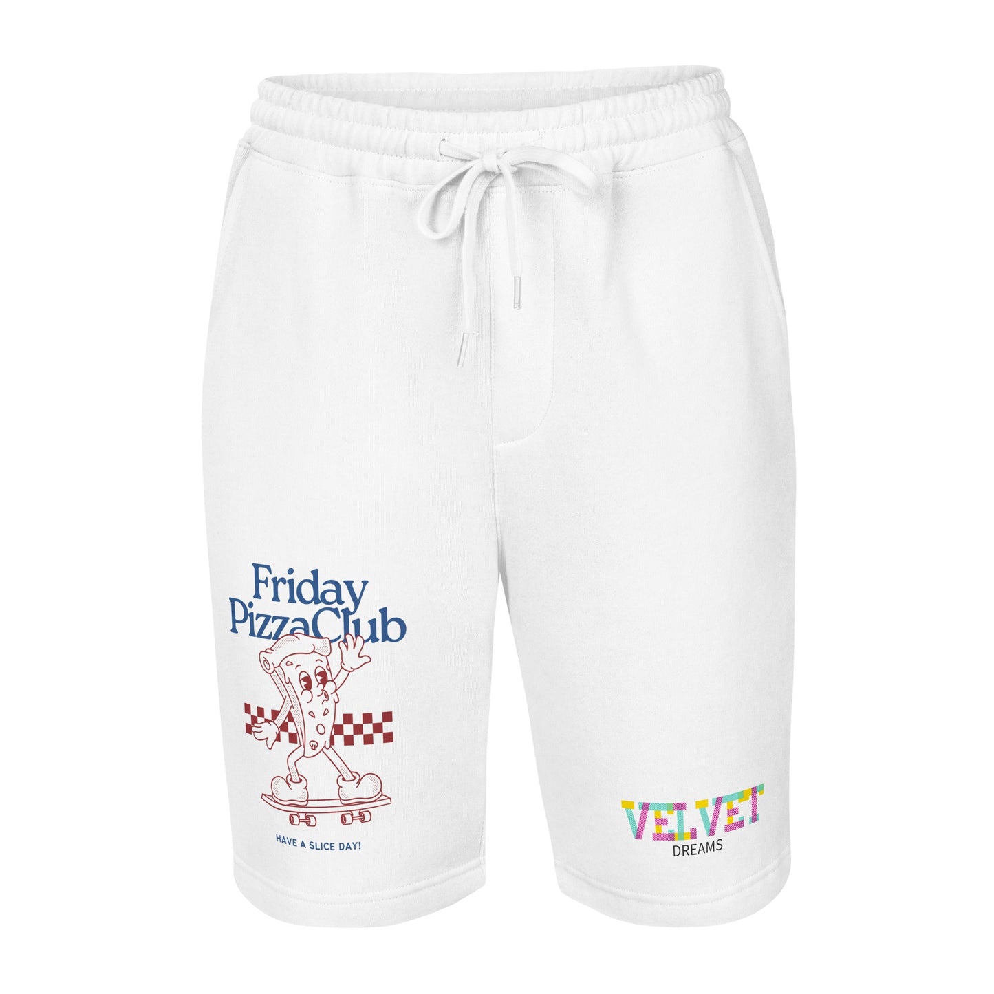 Men's fleece shorts - Pizza slice - Velvet Dreams