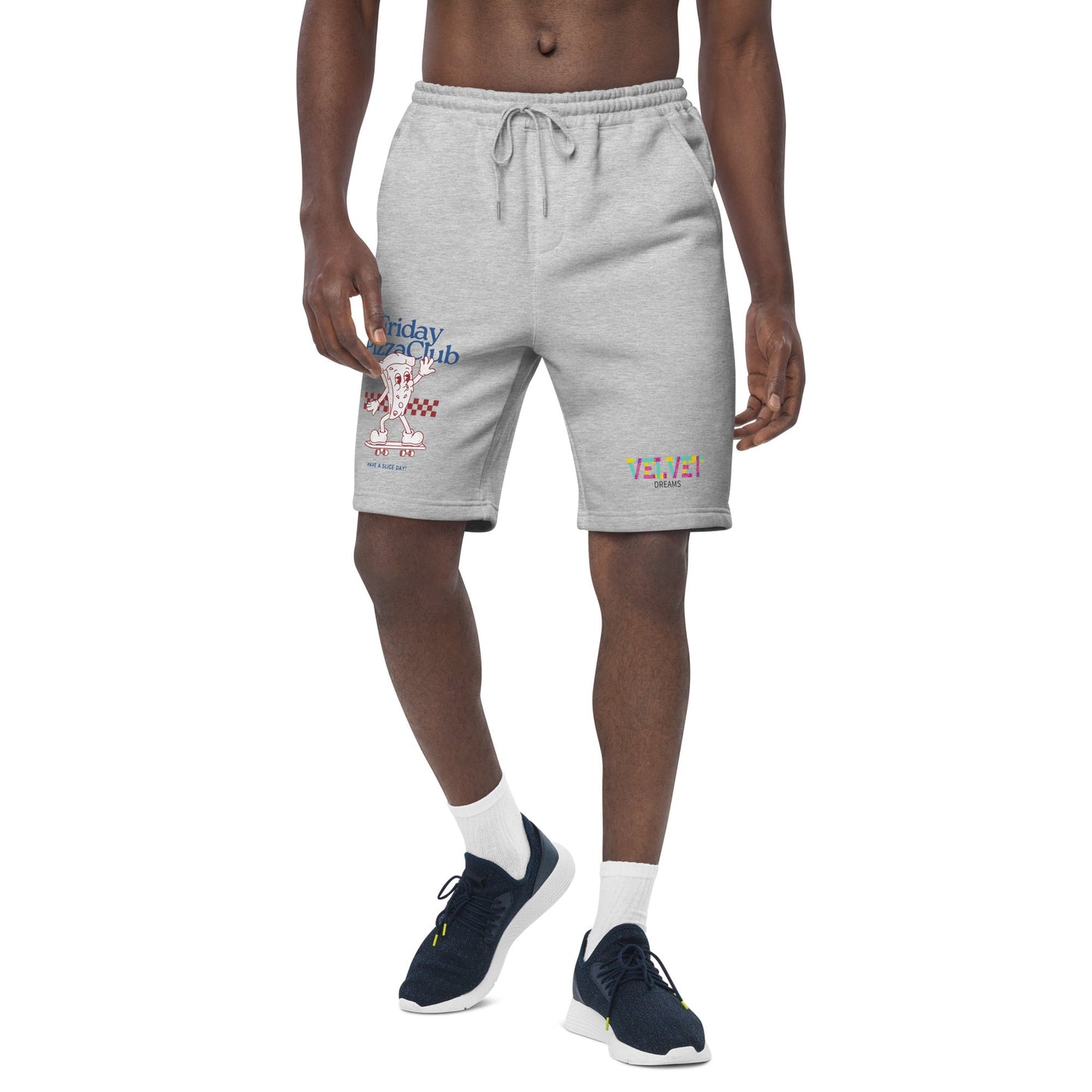 Men's fleece shorts - Pizza slice - Velvet Dreams