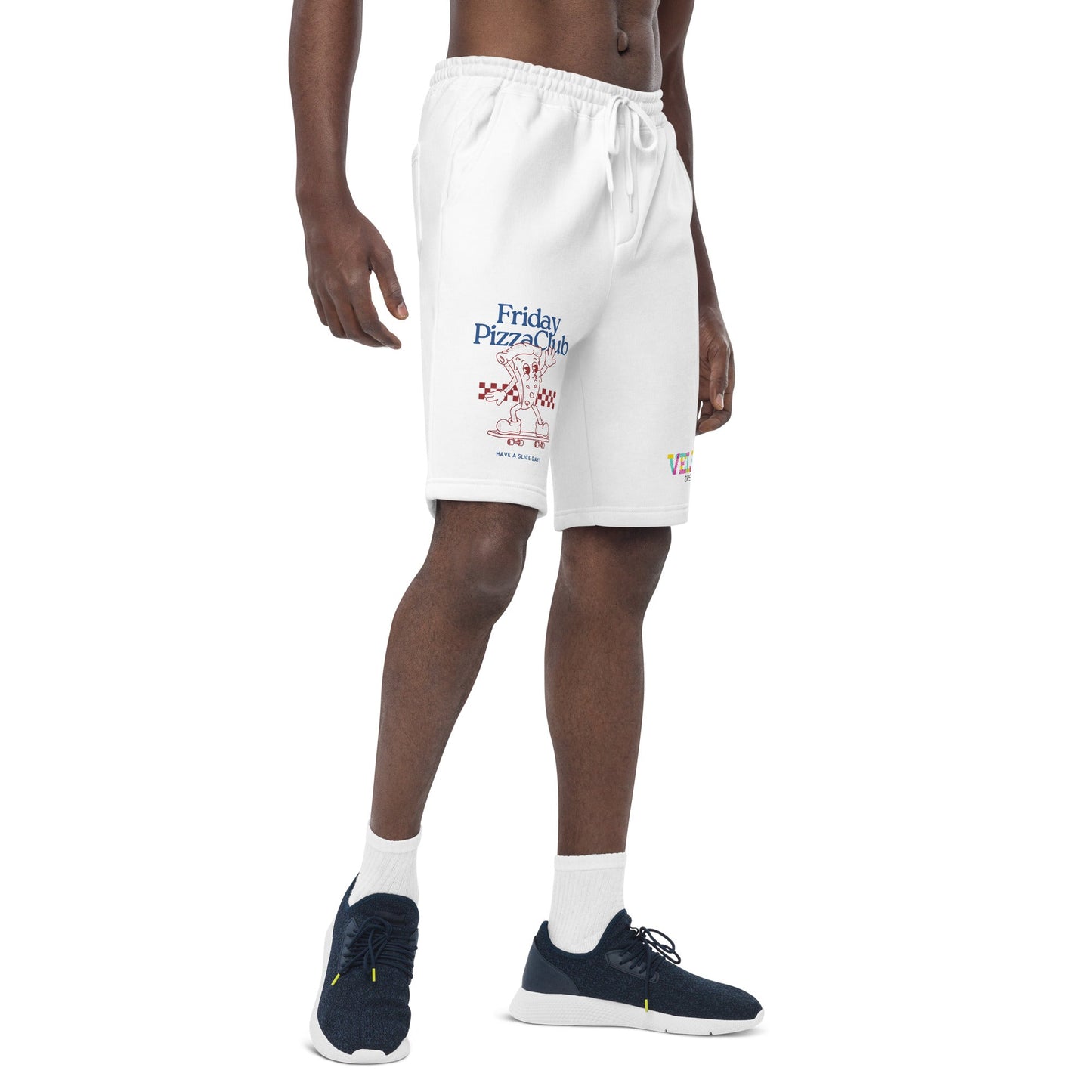 Men's fleece shorts - Pizza slice - Velvet Dreams