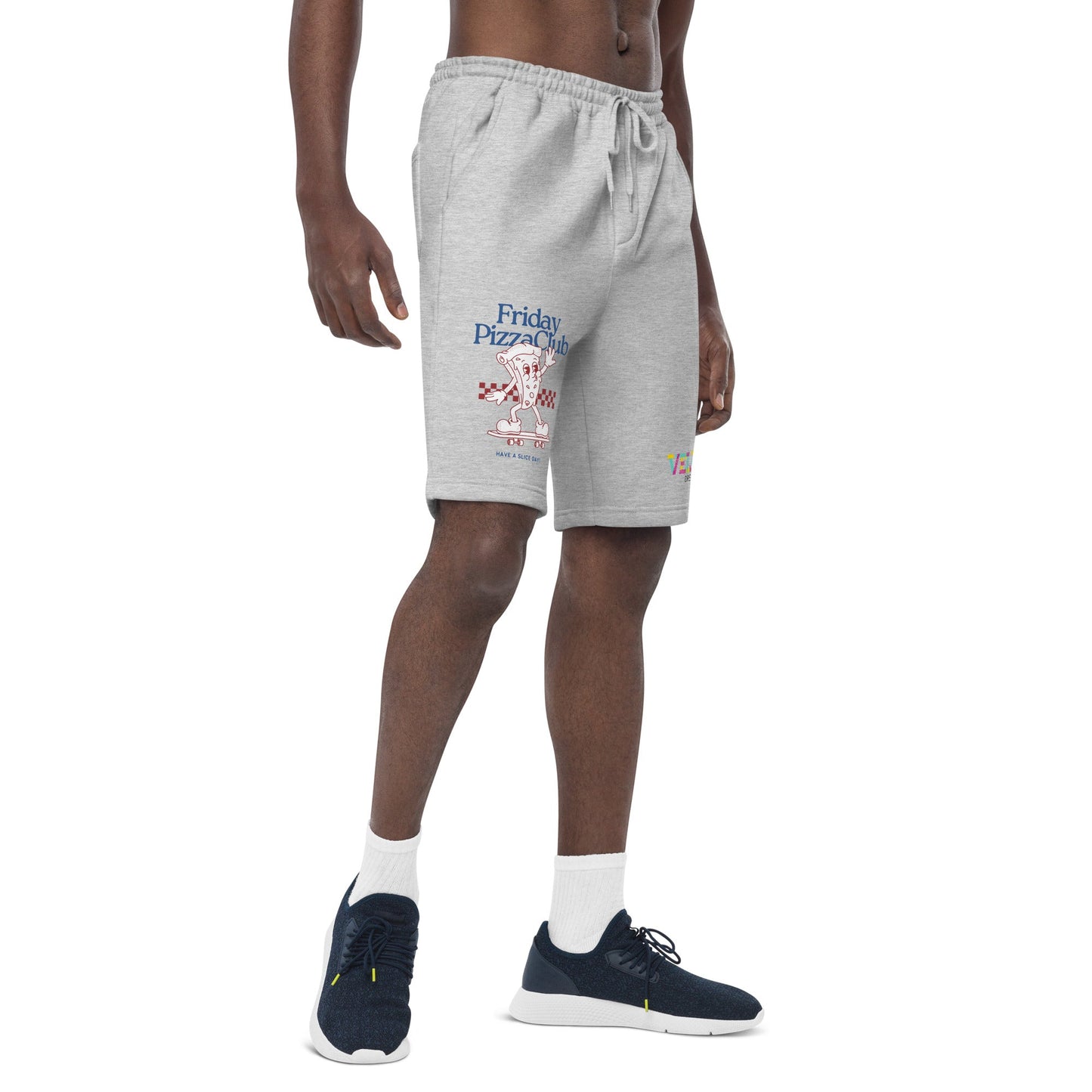 Men's fleece shorts - Pizza slice - Velvet Dreams