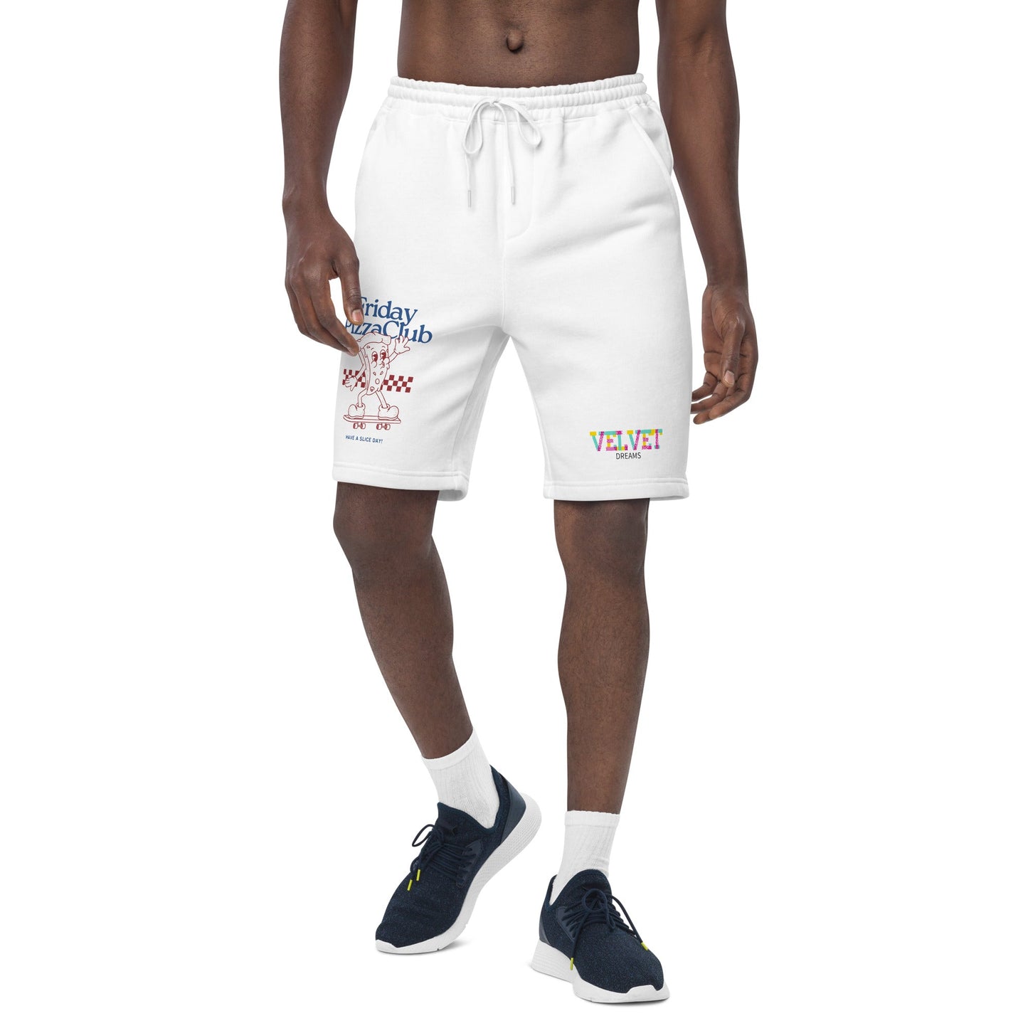 Men's fleece shorts - Pizza slice - Velvet Dreams