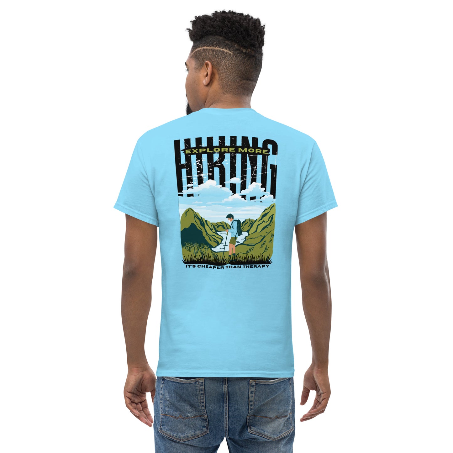 Classic t-shirt - Hiking, cheaper than therapy - Velvet Dreams