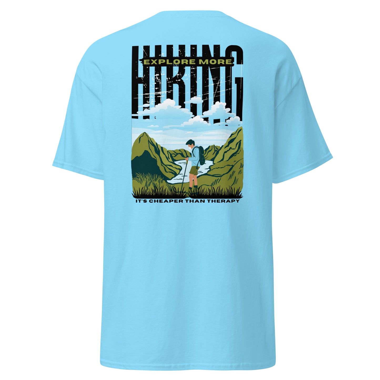 Classic t-shirt - Hiking, cheaper than therapy - Velvet Dreams